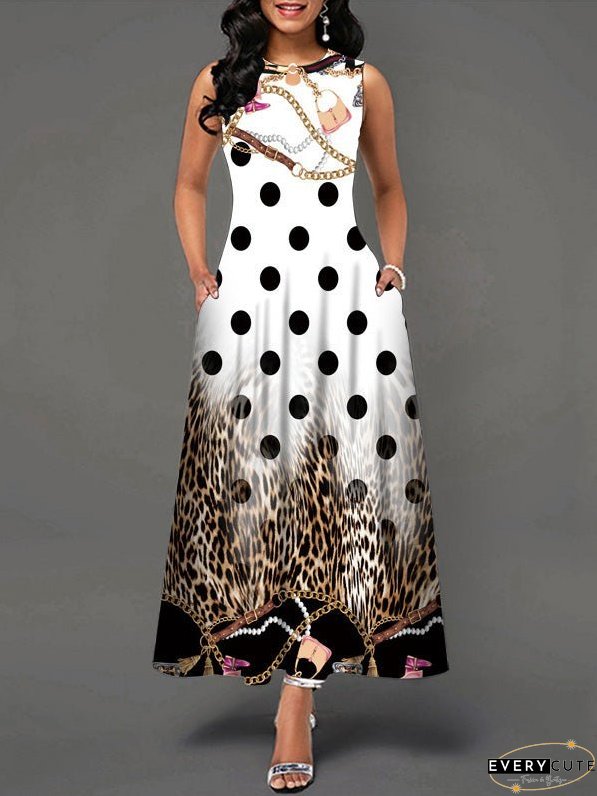 Dresses Casual Print Pocket Sleeveless Dress for Women