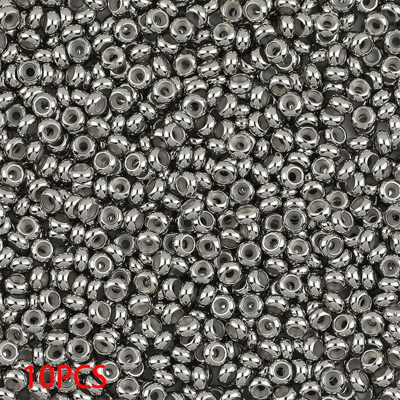 10 PCS/Package Diameter 10mm Diameter 6 Mm Diameter 8mm 304 Stainless Steel Solid Color Polished Beads Spacer Bars Jewelry Accessories