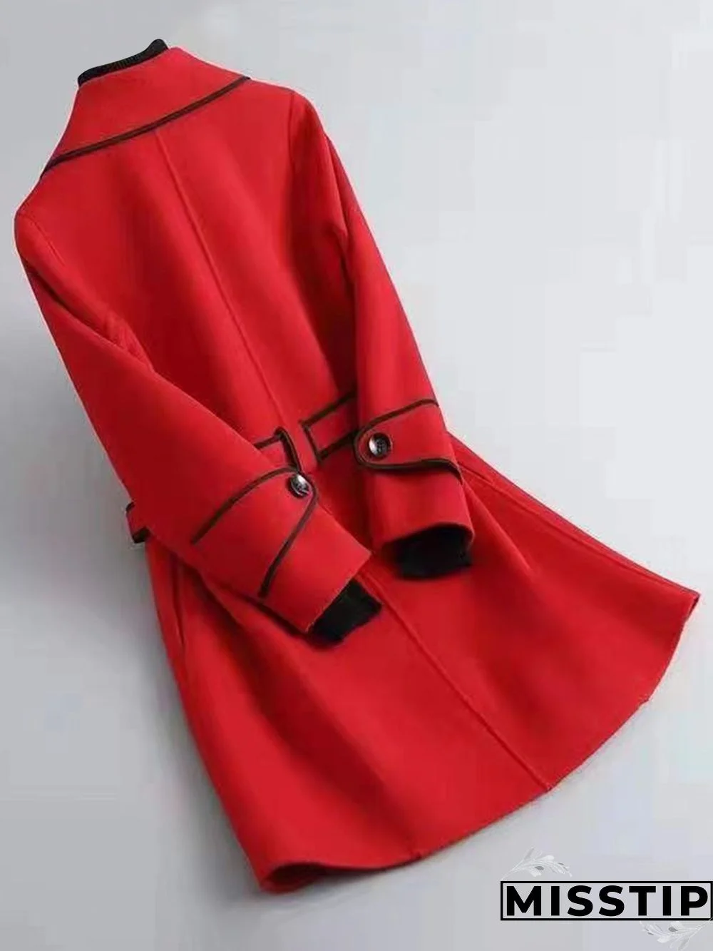 Winter Warm Woolen Blend Lapel Coat with Belt