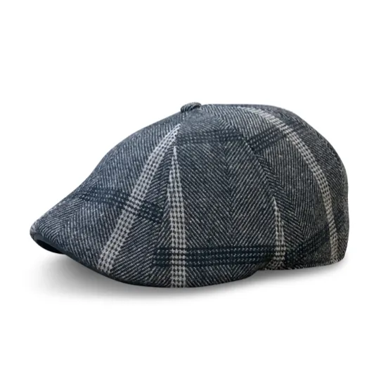 Hatsfashion-The Black Rose Peaky   Cap - Black & Grey Plaid