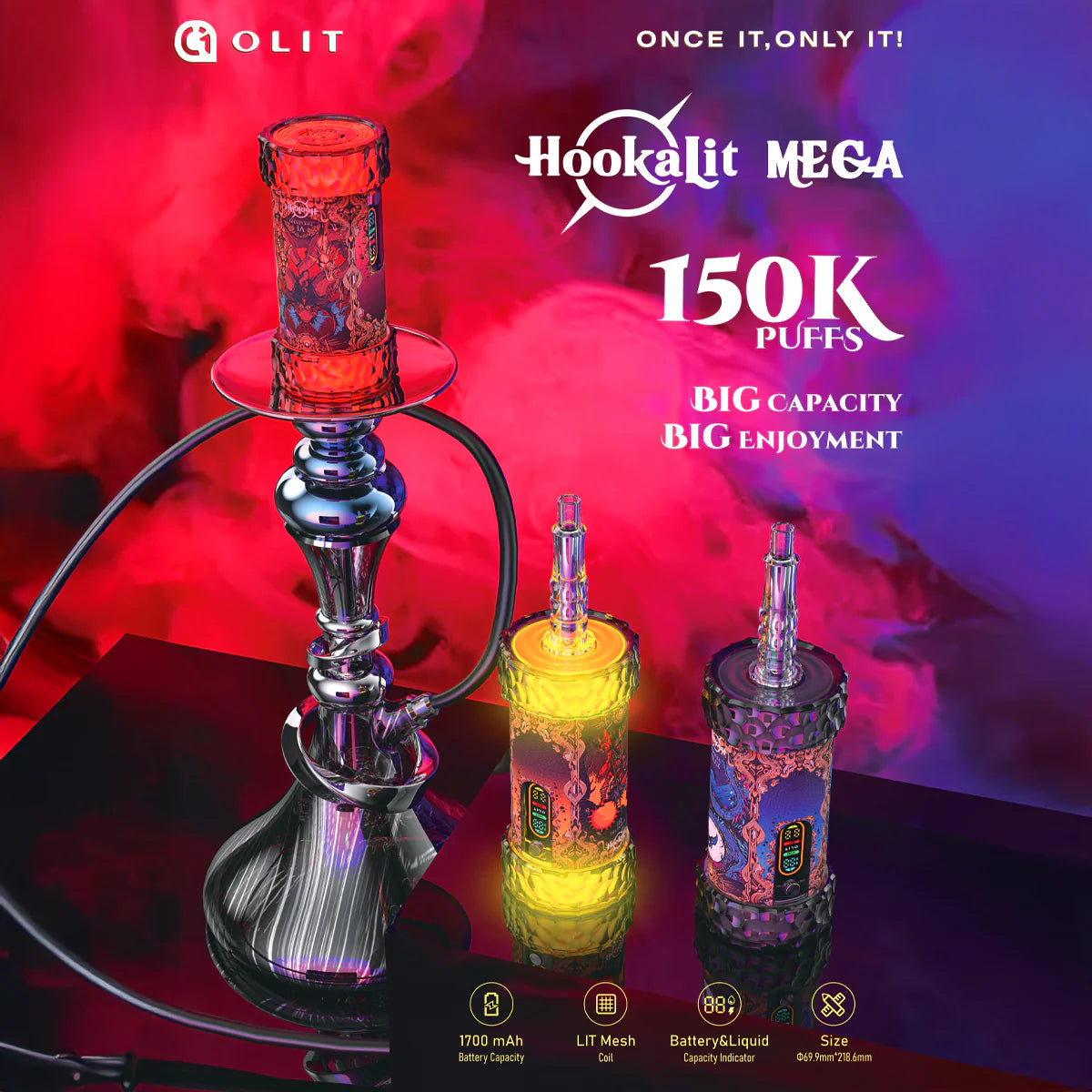Olit Hookalit Mega 150000 Puffs Disposable Vape Wholesale