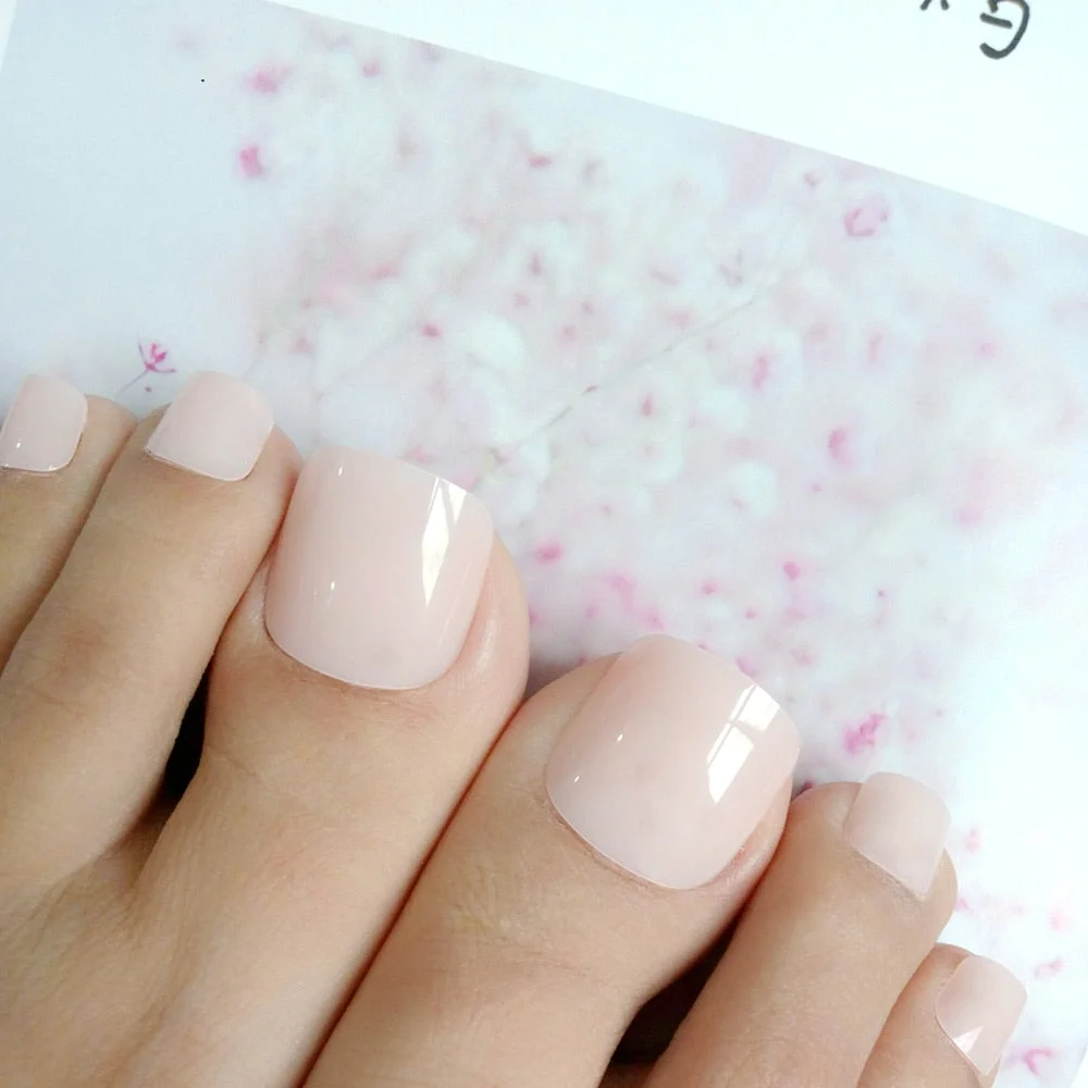 28Pcs Bright Black Artificial False Toe Nails With Jelly Glue Press On Fake Toenail DIY Foot Nail Art Manicure Tips-Nail Inspo