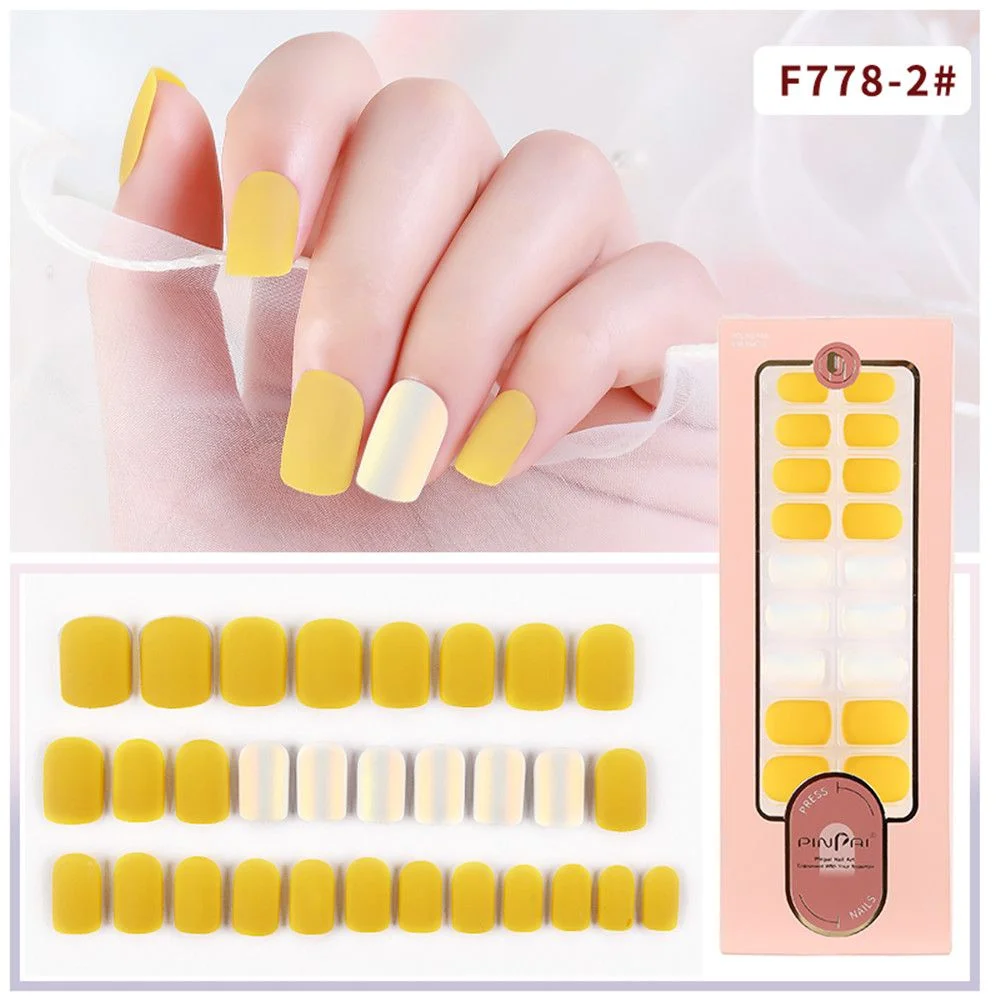 24/30Pcs/Set Reusable False Nail Tips Set Full Cover Shiny Matte Nail Tips With Designs Press On Nails Art Fake Extension Tips-Nail Inspo