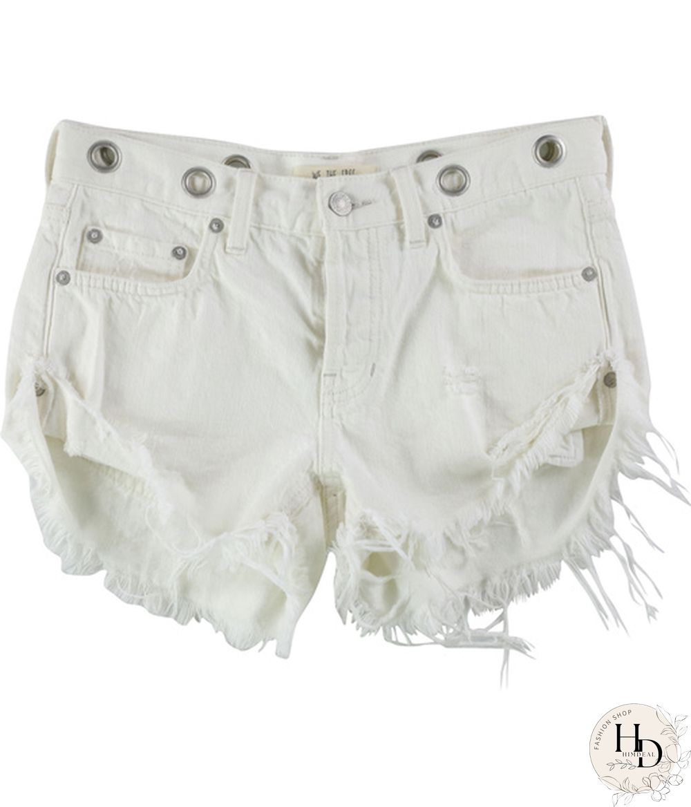 Free People Womens Solid Casual Denim Shorts