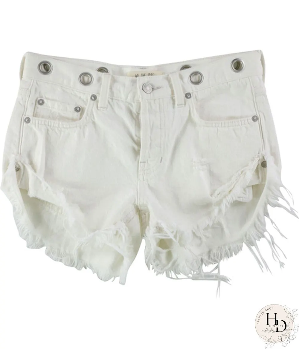 Free People Womens Solid Casual Denim Shorts