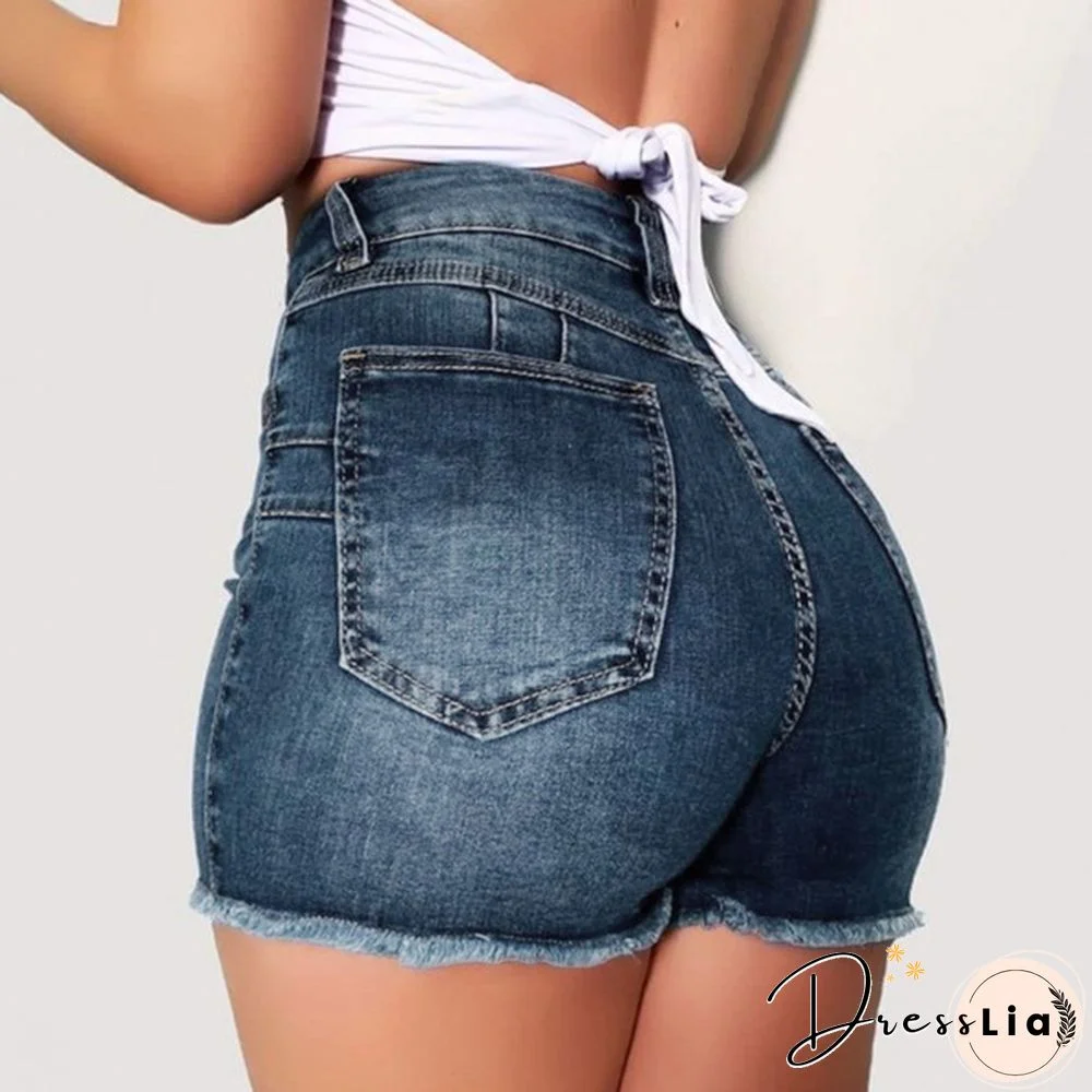 Women Fashion New Denim High Waist Shorts Hot Shorts Washed Jeans Summer Short Pants