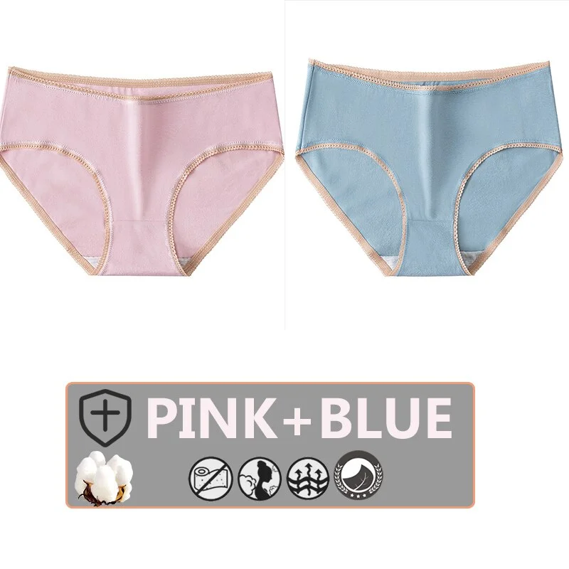FINETOO 2PCS/Set Cotton Panties Women Sexy Underwear For Girl Lingerie Lady Cute 8 Solid Candy Colors Pantys Woman Female Briefs
