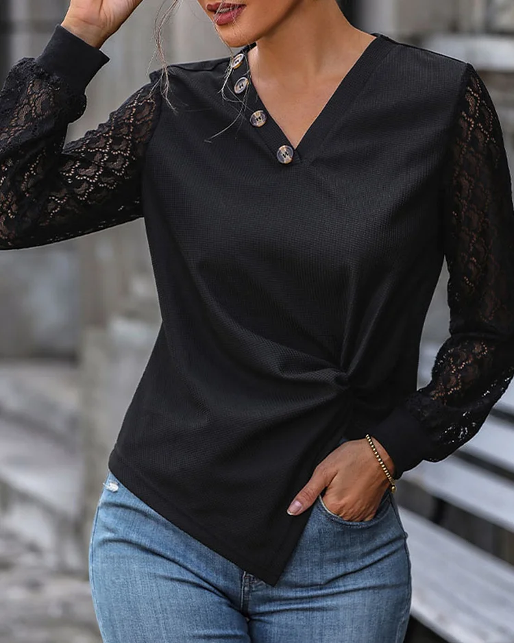 Black Long Sleeve Knit Top