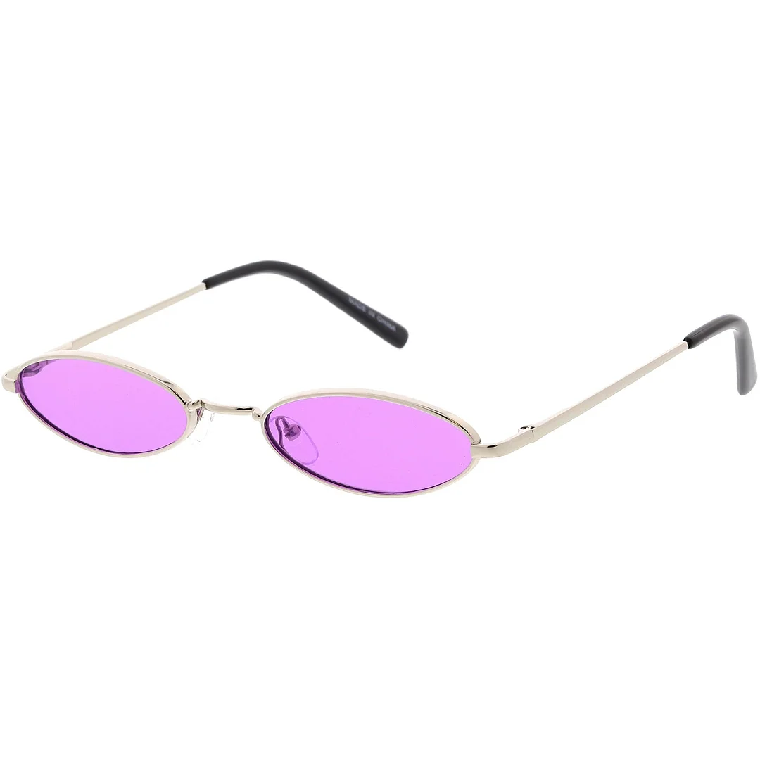 Retro Small Oval glasses Slim Arms Color Tinted Flat Lens 51mm