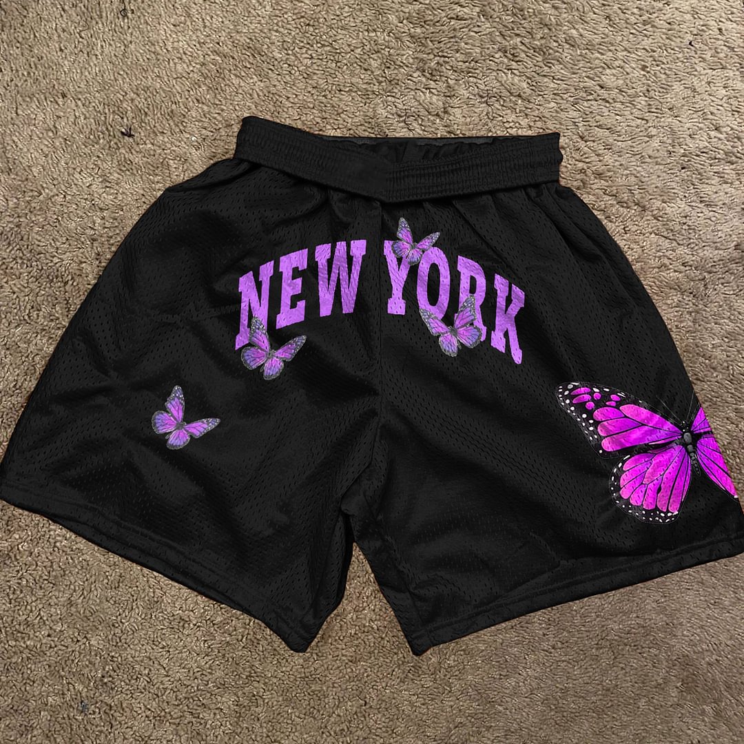Butterfly Retro Casual Street Mesh Shorts