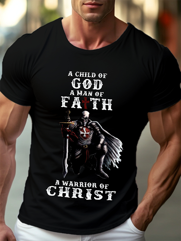 A child of God a man of faith Cotton Crew Neck T-shirt