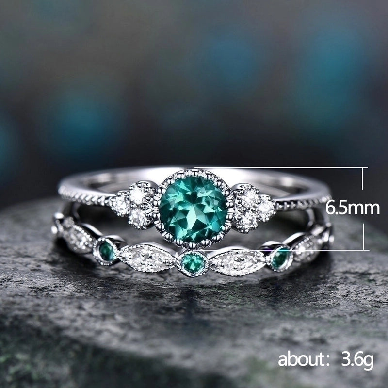 Accessories Simple Fashion Green Zircon Women’s Alloy Sapphire Ring