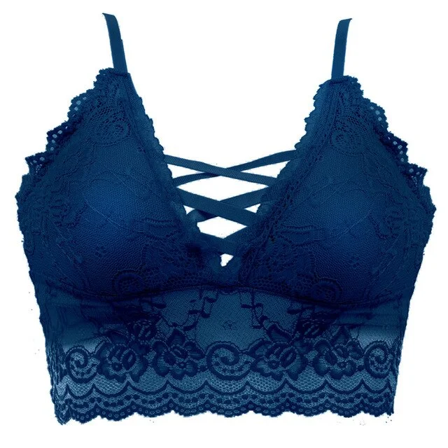 Front Beauty Sexy Lace Bralette Women Underwear Massage Padded Bras for Female Women's Brassiere Solid Color Crop Tops Bra
