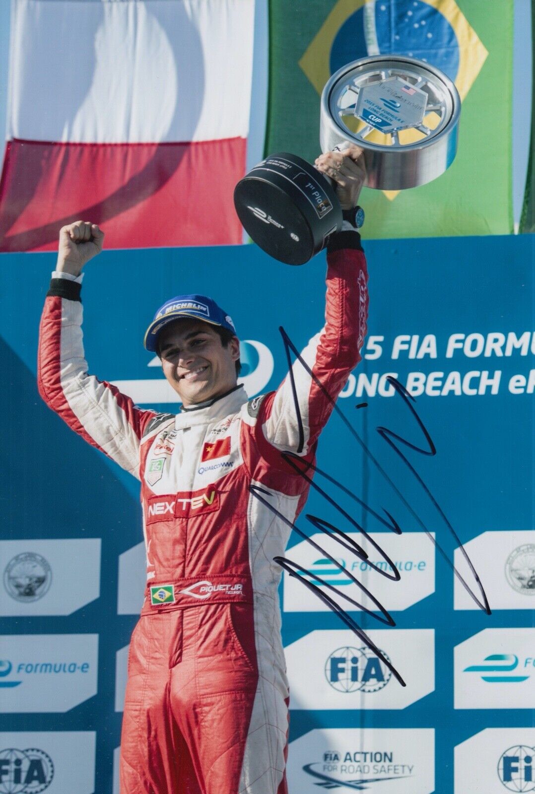 Nelson Piquet Jr Hand Signed 12x8 Photo Poster painting Formula E Autograph F1 2