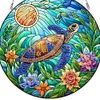 (Upgrade Size)DIY Diamond Painting Art Double Sided Effect Pendant Colorful Stained Glass Hanging Ornament Kit(Sea Turtle)