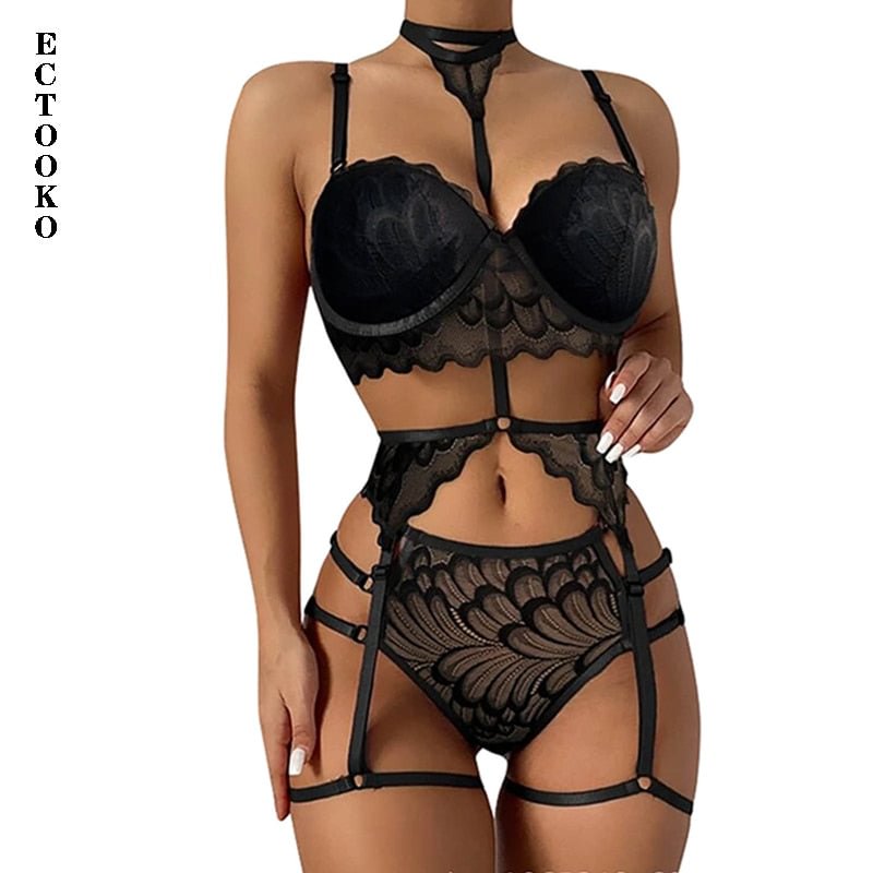 ECTOOKO 2022 Hot Erotic Sexy Lingerie Sets for Women Underwear Sensual Lingerie Women's Sexy Outfit pornos costumes 3-Pieces