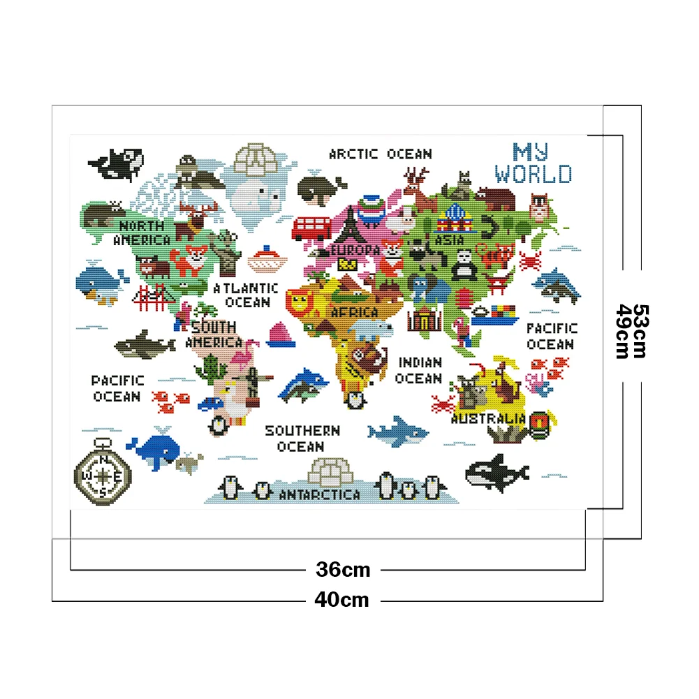 14CT Counted Cross Stitch - Animal Worl(Canvas|40*53CM)