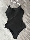 Backless Plain One-Piece Swimwear