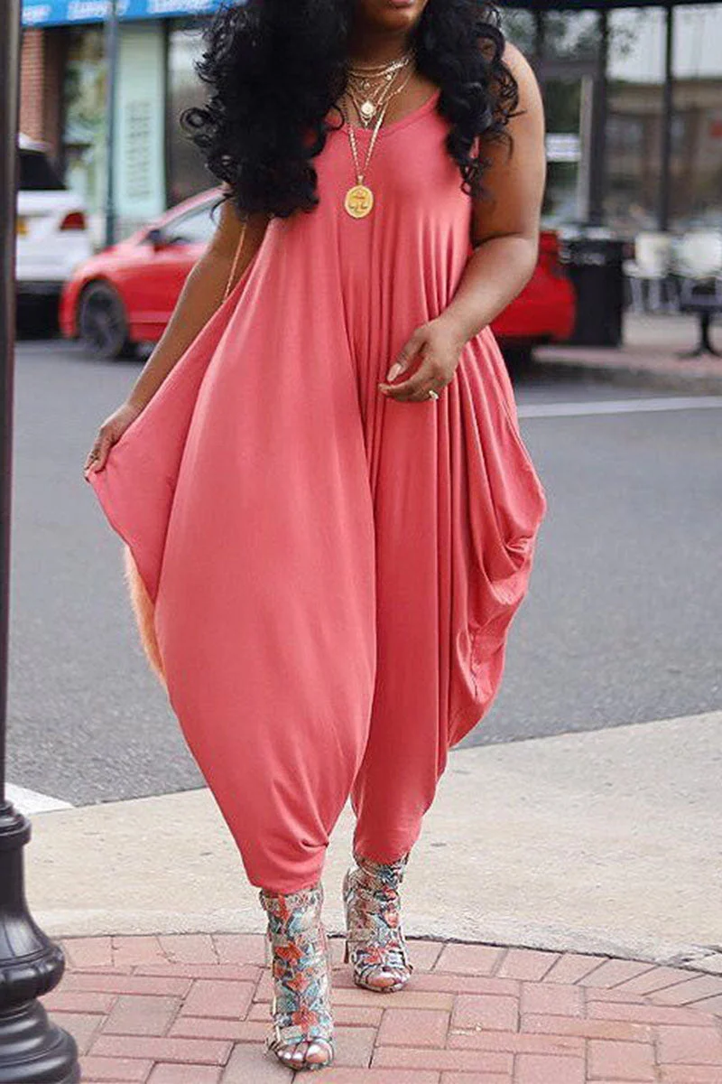 Sexy Solid Without Belt Spaghetti Strap Regular Jumpsuits