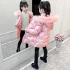 Winter Long Parka Silver Jacket Kid Girl Faux Fur Coat Snowsuit