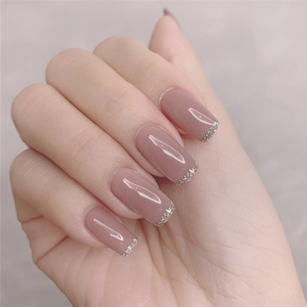 24Pcs/Box Press on nails French False Nails Detachable Wearable Ballerina Fake Nails Full Cover Nail Tips With Glue nail capsule