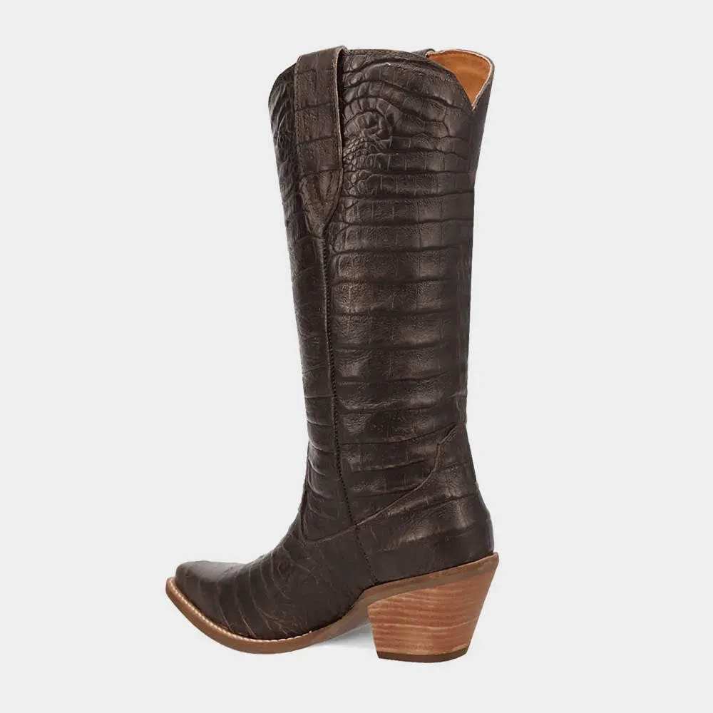 Women's Chocolate Brown Pull On Snip Toe Western Boots for Women