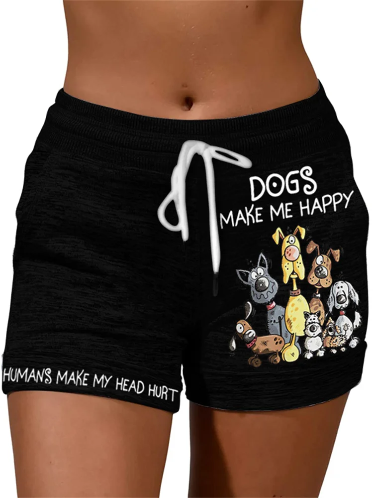 Dogs Make Me Happy Drawstring Shorts