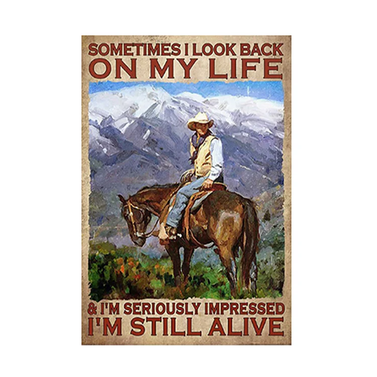 Cowboy - enseigne vintage en étain - 7.9x11.8 & 11.8x15.7inch
