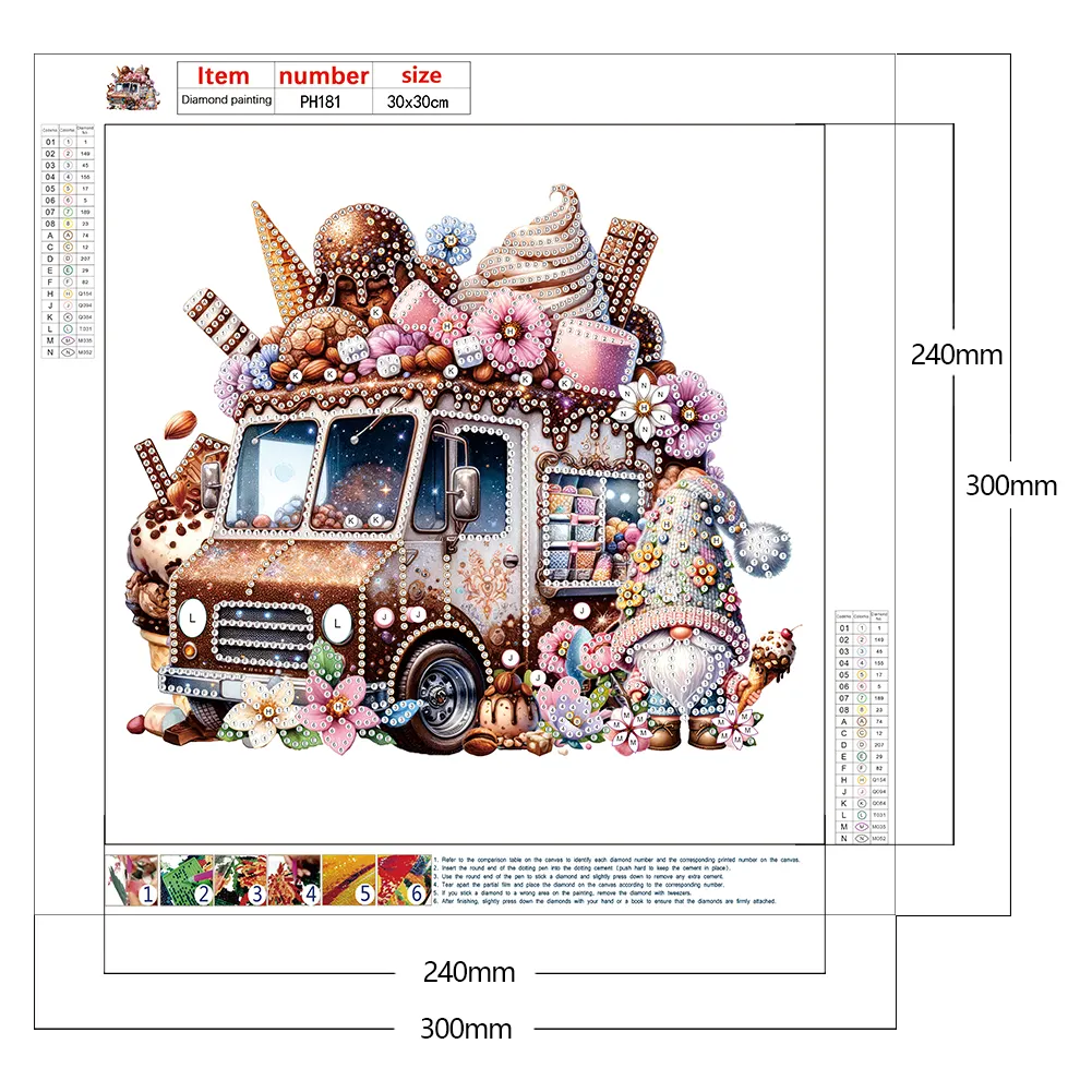 Diamond Painting - Partial Special Shaped Drill - Goblins Ice Cream Car(Canvas|30*30cm)
