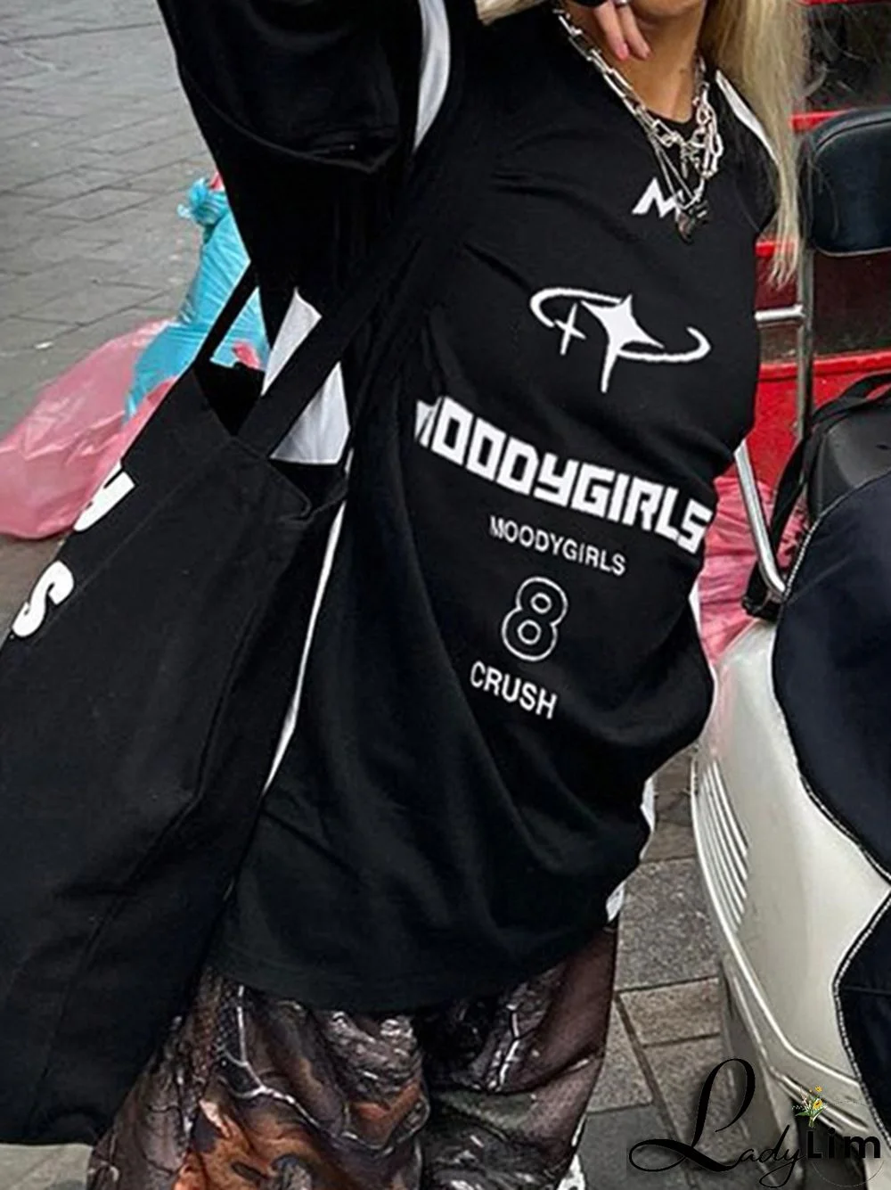 Contrast Color Print Splice Sweatshirt