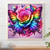 Roses arc-en-ciel et papillons-plein diamant rond peinture-30 * 30cm