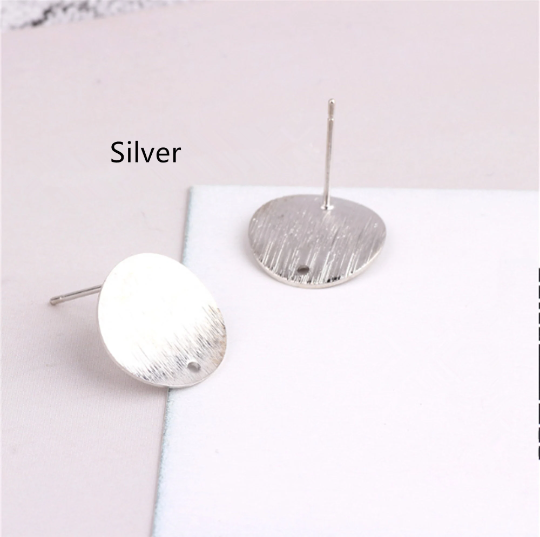 Bulk 10 30 Irregular Post earrings,Geometric Concave Post Earrings,Round/Circle post Earring Charms , Gold Silver Plated Earring Pin Charm