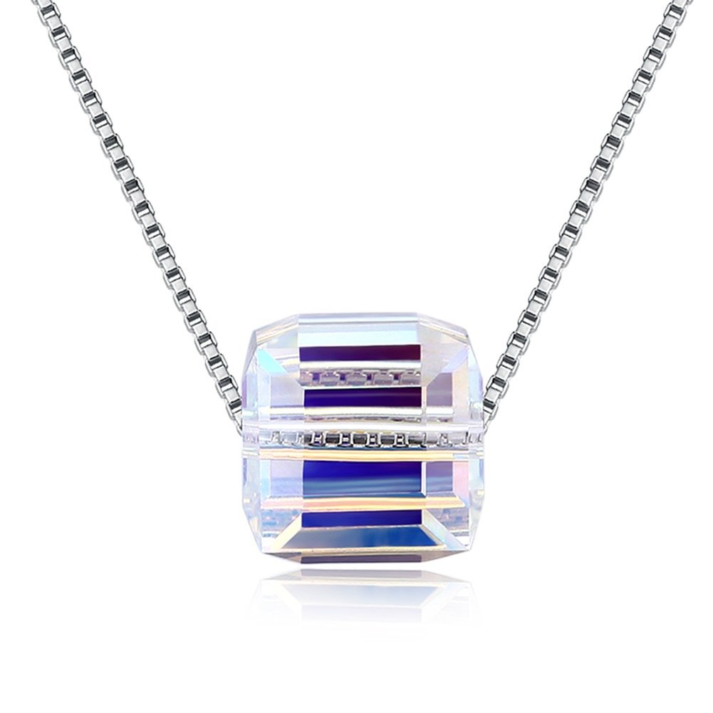 Simple Sugar Cube Crystal Necklace for Women