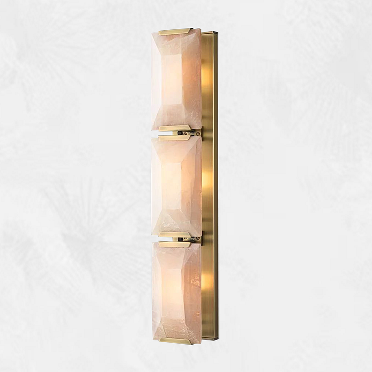 Modern Luxury Halle Calcite Triple Crystal Brass Bathroom Light