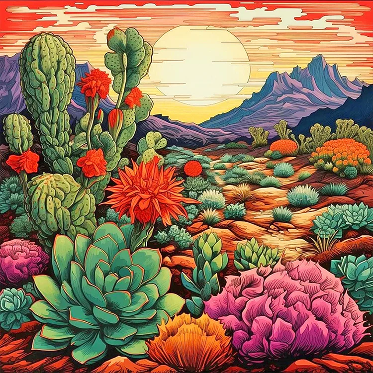 Desert Cacti - Painting By Numbers - 40*40CM gbfke