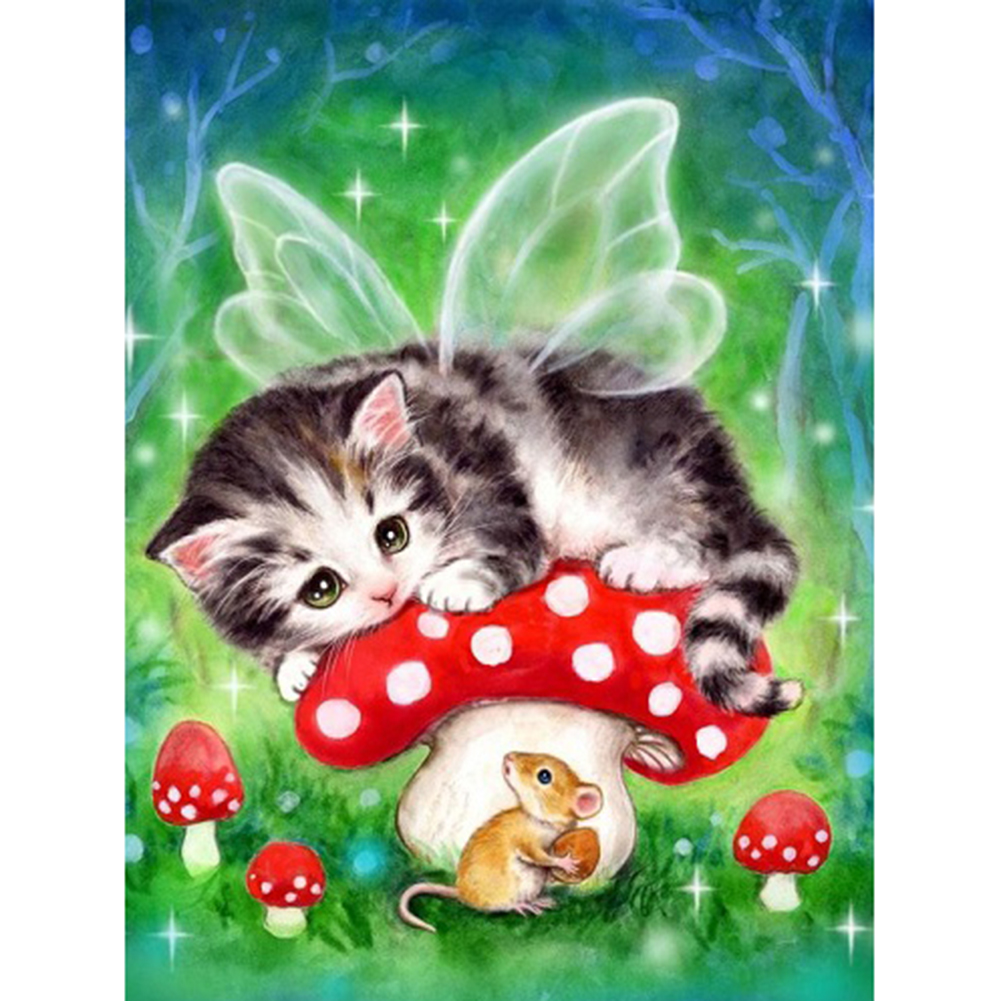 

30*40CM - Round Drill Diamond Painting - Cat and Mouse, 501 Original