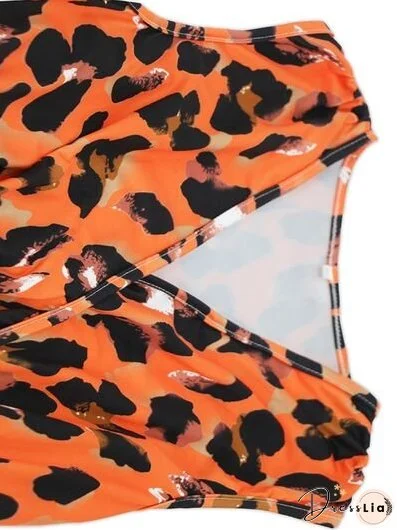 Tied Printed Surplice Tiered Tank Dress