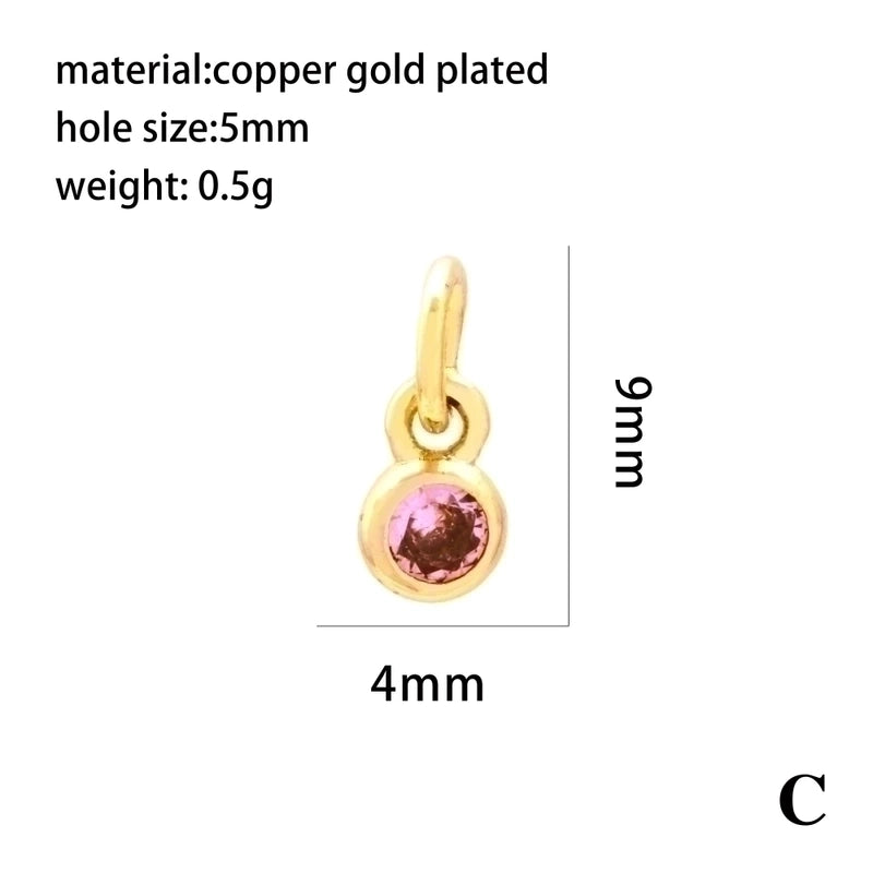 Casual Minimalist Round Rectangle Copper Plating Inlay Zircon 18k Gold Plated Charms