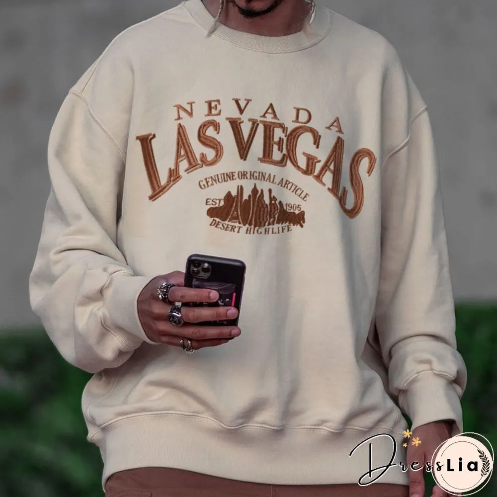 Oversized Nevada Lasvegas Vintage Round Neck Sweater