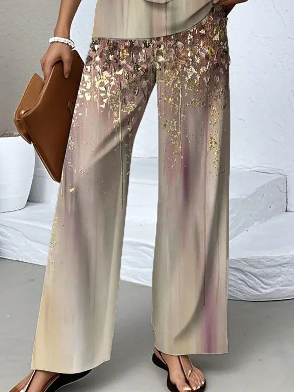 Women's Sleeveless Square Collar Graphic Printed Casual Set