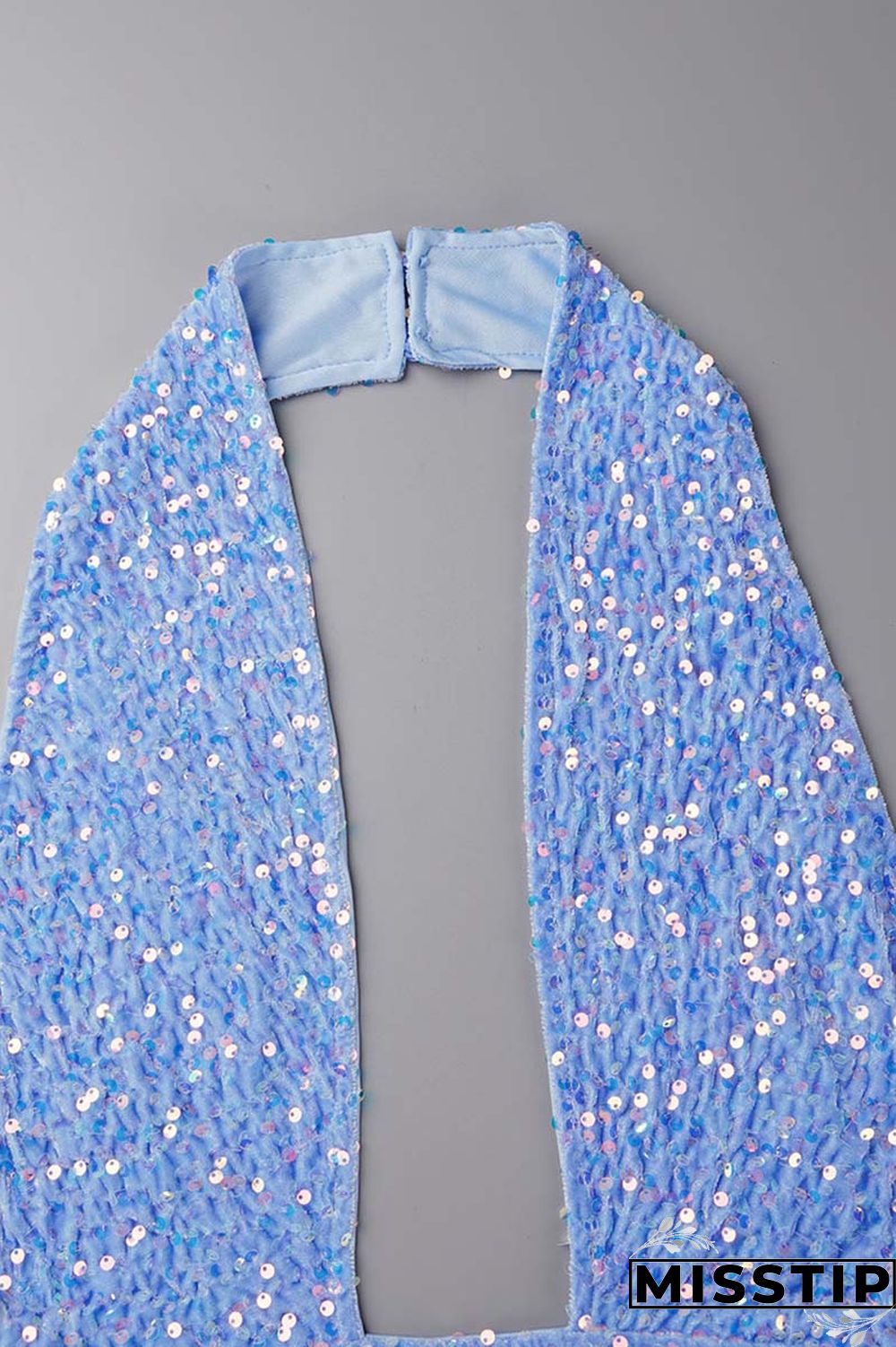 Blue Sexy Patchwork Sequins Backless Halter Sleeveless Dress Dresses