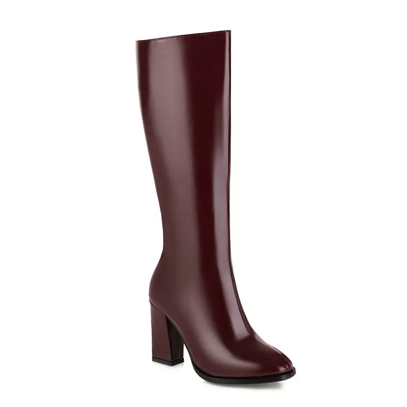 Euro Style Female High Heels Fashion Party Night Club Shoes Woman Winter Warm Women Knee High Western Boots