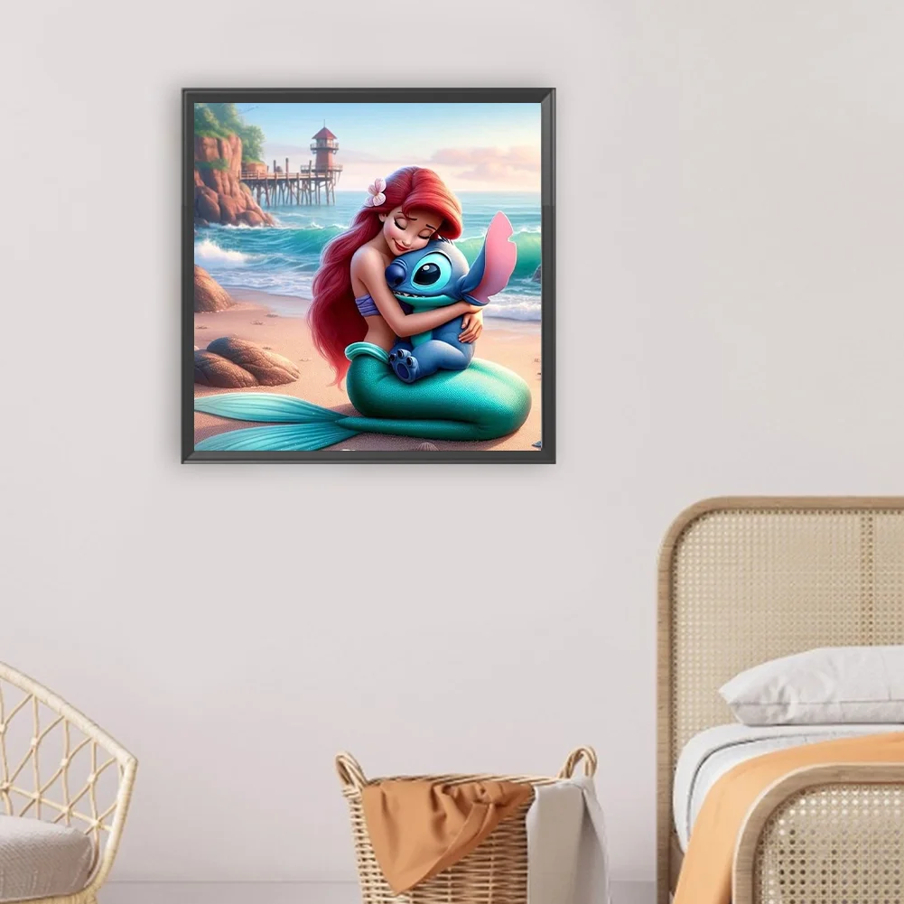 Diamond Painting - Full Round Drill - Stitch With Princess(Canvas|30*30cm)