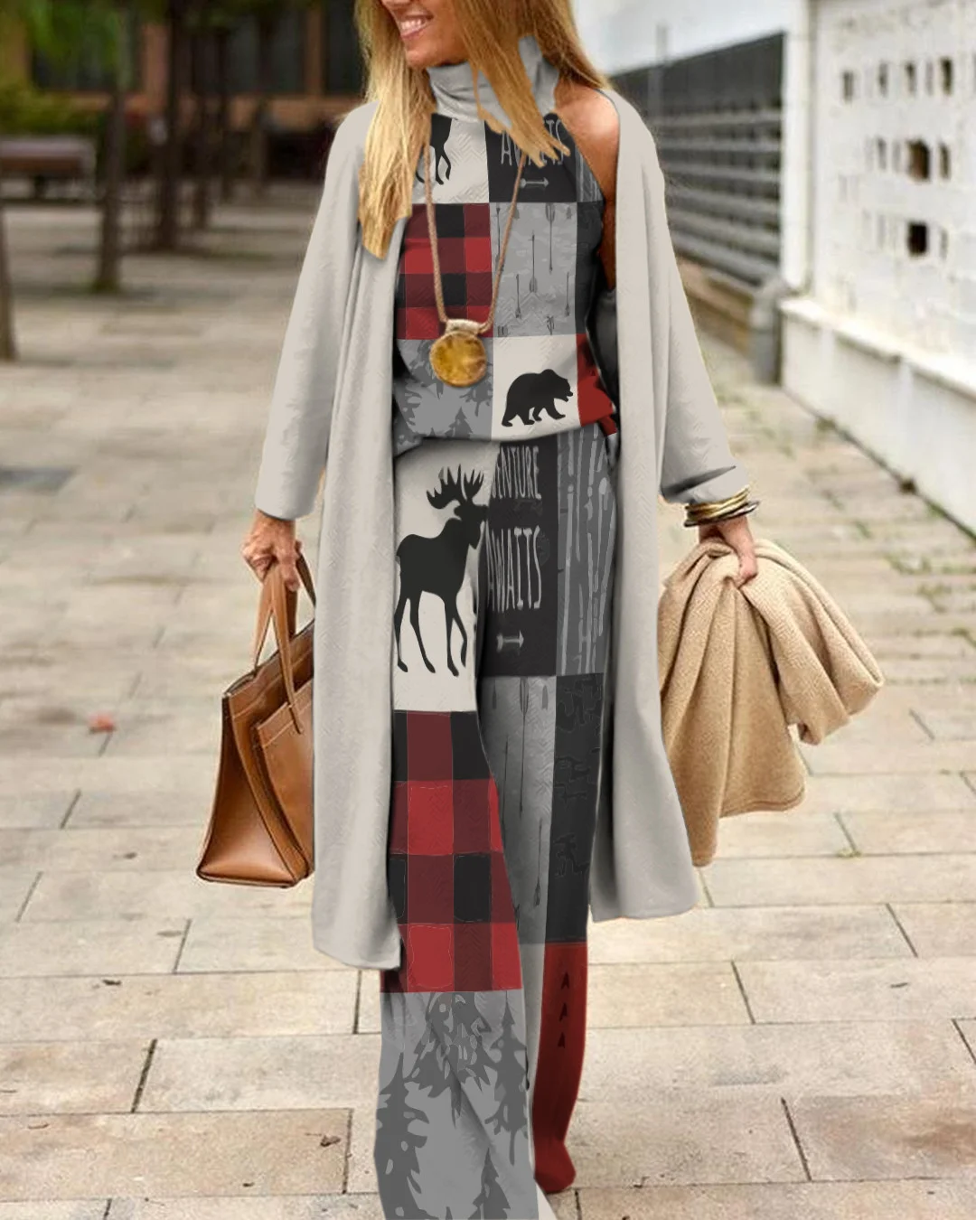 Herringbone Sweater Three-Piece Suit 6079