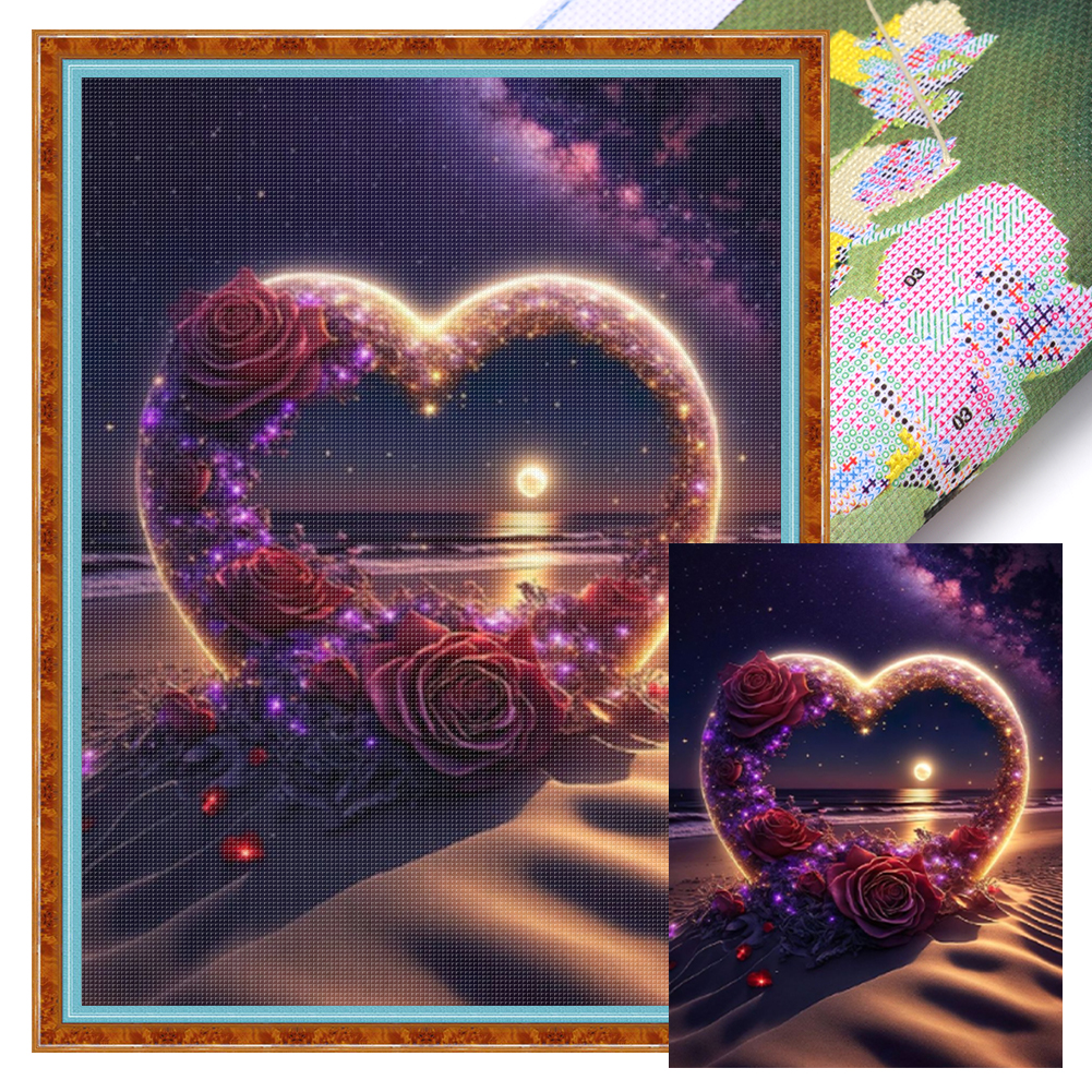 Love Rose Full 11CT Pre-stamped Canvas(30*40cm) Cross Stitch