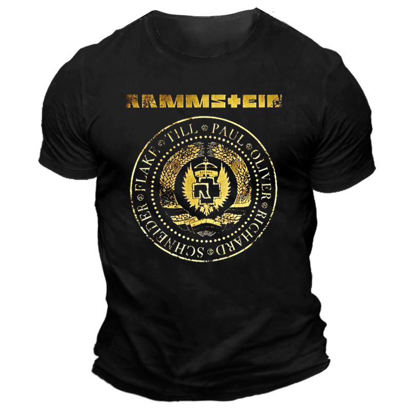 Men's Rammstein Rock Band Print Solid Color Short Sleeve Crew Neck T-Shirt