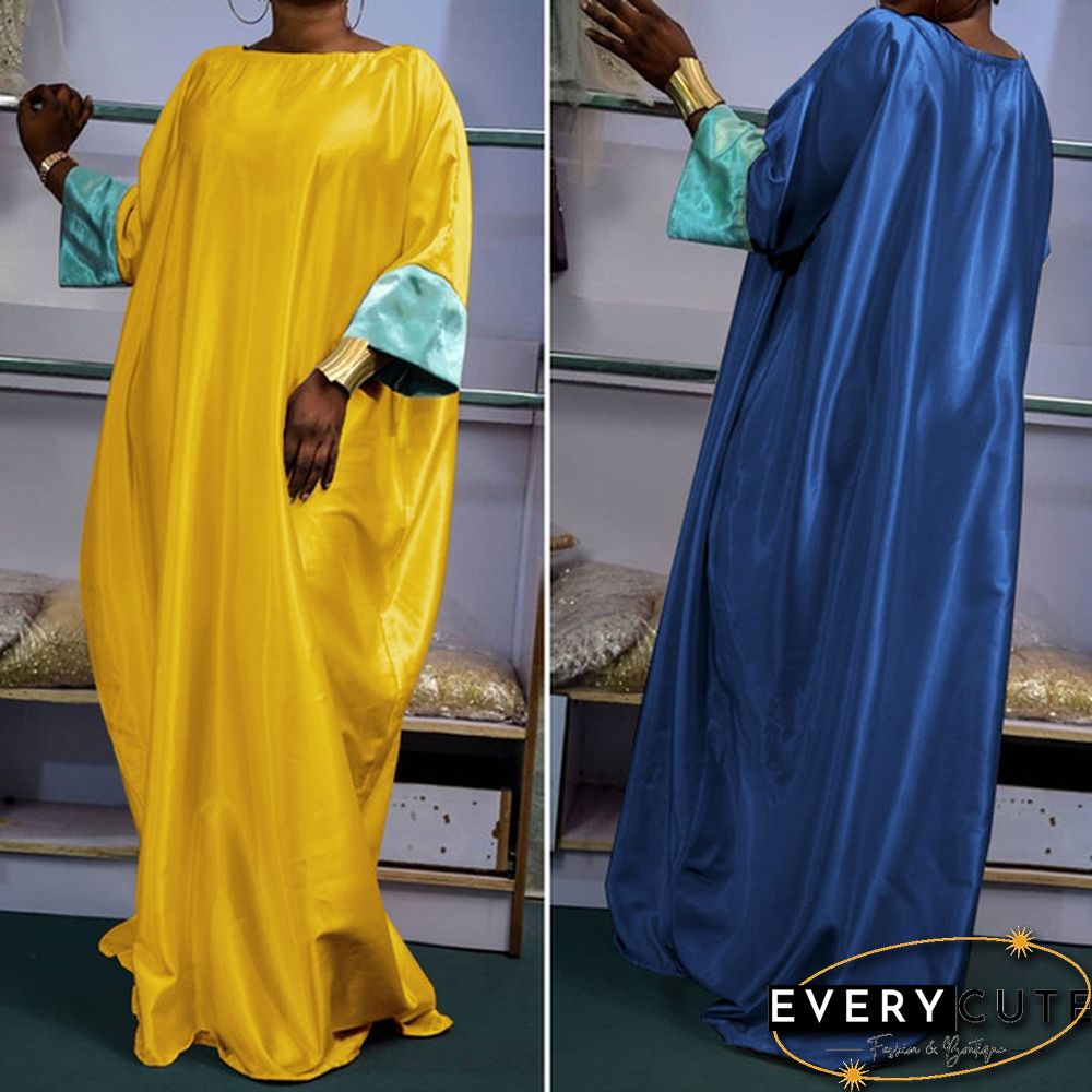 VONDA Women Holiday Casual O Neck Pleated Long Maxi Dresses Solid Color Baggy 3/4 Sleeve Vestido S-5XL Robes Longue