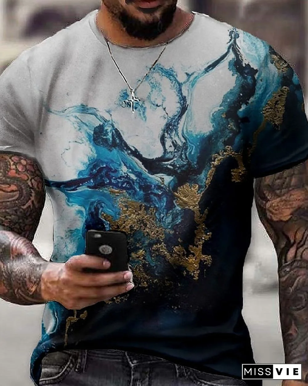 Hot Sale Men's 3D Printed Casual Short Sleeve Printed T-Shirt