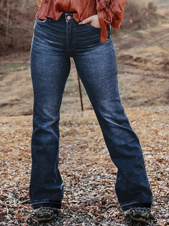 Western-Inspired Flared Denim Jeans