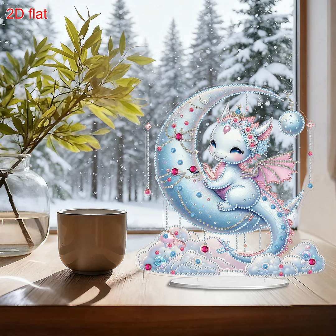 2D Flat DIY 5D DIY Diamond Art Tabletop Ornament Kit for Home Decor (Dinosaur)